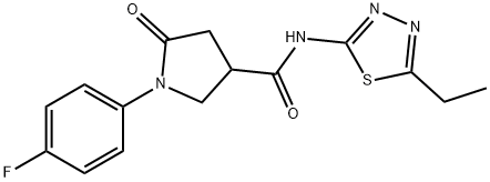 N-(5-ethyl-1,3,4-thiadiazol-2-yl)-1-(4-fluorophenyl)-5-oxopyrrolidine-3-carboxamide 结构式