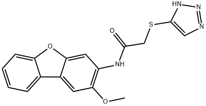 N-(2-methoxydibenzo[b,d]furan-3-yl)-2-(1H-1,2,3-triazol-5-ylsulfanyl)acetamide 结构式