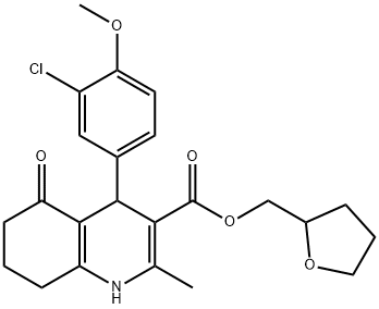 (tetrahydrofuran-2-yl)methyl 4-(3-chloro-4-methoxyphenyl)-2-methyl-5-oxo-1,4,5,6,7,8-hexahydroquinoline-3-carboxylate 结构式