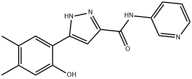3-(2-hydroxy-4,5-dimethylphenyl)-N-(3-pyridinyl)-1H-pyrazole-5-carboxamide 结构式