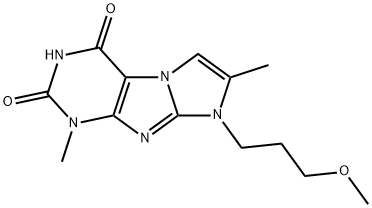 1-(3-Methoxy-propyl)-2,7-dimethyl-1H,7H-1,3a,5,7,8-pentaaza-cyclopenta[a]indene-4,6-dione 结构式