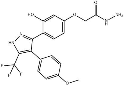 2-{3-hydroxy-4-[4-(4-methoxyphenyl)-5-(trifluoromethyl)-1H-pyrazol-3-yl]phenoxy}acetohydrazide 结构式