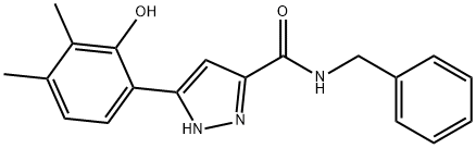 N-benzyl-3-(2-hydroxy-3,4-dimethylphenyl)-1H-pyrazole-5-carboxamide 结构式