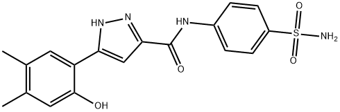 N-[4-(aminosulfonyl)phenyl]-3-(2-hydroxy-4,5-dimethylphenyl)-1H-pyrazole-5-carboxamide 结构式