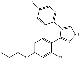 2-[4-(4-bromophenyl)-1H-pyrazol-3-yl]-5-[(2-methylprop-2-en-1-yl)oxy]phenol 结构式