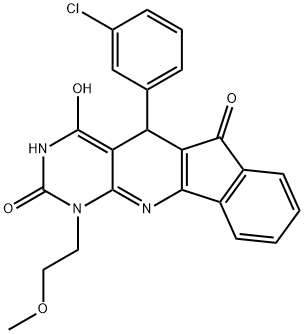 5-(3-chlorophenyl)-4-hydroxy-1-(2-methoxyethyl)-1H-indeno[2',1':5,6]pyrido[2,3-d]pyrimidine-2,6(3H,5H)-dione 结构式
