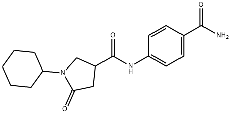 N-(4-carbamoylphenyl)-1-cyclohexyl-5-oxopyrrolidine-3-carboxamide 结构式