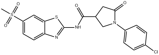 1-(4-chlorophenyl)-N-[6-(methylsulfonyl)-1,3-benzothiazol-2-yl]-5-oxopyrrolidine-3-carboxamide 结构式