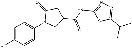 1-(4-chlorophenyl)-5-oxo-N-[5-(propan-2-yl)-1,3,4-thiadiazol-2-yl]pyrrolidine-3-carboxamide 结构式
