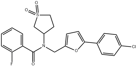 N-{[5-(4-chlorophenyl)-2-furyl]methyl}-N-(1,1-dioxidotetrahydro-3-thienyl)-2-fluorobenzamide 结构式