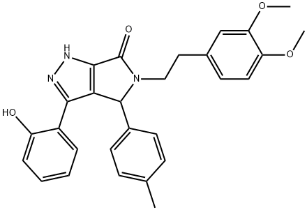 5-[2-(3,4-dimethoxyphenyl)ethyl]-3-(2-hydroxyphenyl)-4-(4-methylphenyl)-4,5-dihydropyrrolo[3,4-c]pyrazol-6(1H)-one 结构式