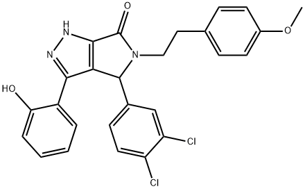 4-(3,4-dichlorophenyl)-3-(2-hydroxyphenyl)-5-[2-(4-methoxyphenyl)ethyl]-4,5-dihydropyrrolo[3,4-c]pyrazol-6(2H)-one 结构式