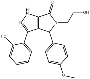 5-(2-hydroxyethyl)-3-(2-hydroxyphenyl)-4-(4-methoxyphenyl)-4,5-dihydropyrrolo[3,4-c]pyrazol-6(2H)-one 结构式