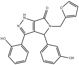 5-(furan-2-ylmethyl)-3-(2-hydroxyphenyl)-4-(3-hydroxyphenyl)-4,5-dihydropyrrolo[3,4-c]pyrazol-6(2H)-one 结构式