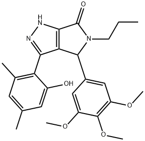 3-(2-hydroxy-4,6-dimethylphenyl)-5-propyl-4-(3,4,5-trimethoxyphenyl)-4,5-dihydropyrrolo[3,4-c]pyrazol-6(1H)-one 结构式