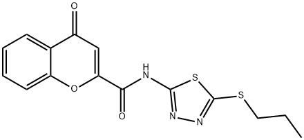 4-oxo-N-[5-(propylsulfanyl)-1,3,4-thiadiazol-2-yl]-4H-chromene-2-carboxamide 结构式