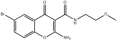 2-amino-6-bromo-N-(2-methoxyethyl)-4-oxo-4H-chromene-3-carboxamide 结构式