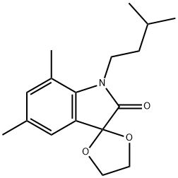 1'-isopentyl-5',7'-dimethyl-1',2'-dihydrospiro([1,3]dioxolane-2,3'-indole)-2'-one 结构式