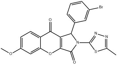 1-(3-bromophenyl)-6-methoxy-2-(5-methyl-1,3,4-thiadiazol-2-yl)-1,2-dihydrochromeno[2,3-c]pyrrole-3,9-dione 结构式