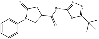 N-(5-tert-butyl-1,3,4-thiadiazol-2-yl)-5-oxo-1-phenylpyrrolidine-3-carboxamide 结构式