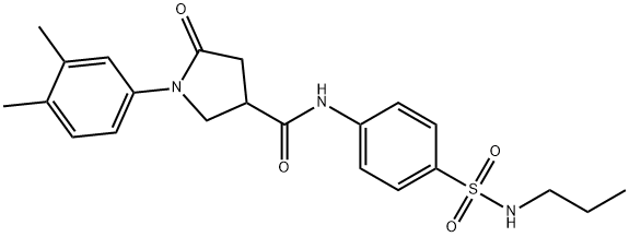 1-(3,4-dimethylphenyl)-5-oxo-N-[4-(propylsulfamoyl)phenyl]pyrrolidine-3-carboxamide 结构式