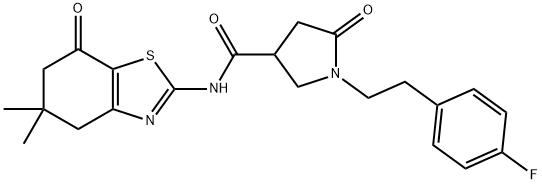 N-(5,5-dimethyl-7-oxo-4,5,6,7-tetrahydro-1,3-benzothiazol-2-yl)-1-[2-(4-fluorophenyl)ethyl]-5-oxopyrrolidine-3-carboxamide 结构式