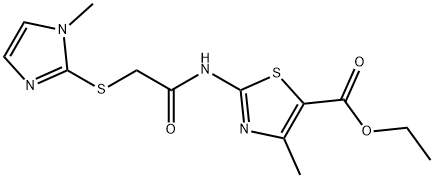 ethyl 4-methyl-2-(2-((1-methyl-1H-imidazol-2-yl)thio)acetamido)thiazole-5-carboxylate 结构式