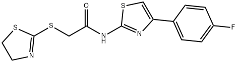 2-(4,5-dihydro-1,3-thiazol-2-ylsulfanyl)-N-[(2E)-4-(4-fluorophenyl)-1,3-thiazol-2(3H)-ylidene]acetamide 结构式