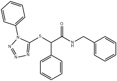 N-benzyl-2-phenyl-2-[(1-phenyl-1H-tetrazol-5-yl)sulfanyl]acetamide 结构式