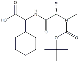 (S)-2 - ((S)-2 - ((叔丁氧基羰基)(甲基)氨基)丙酰胺基)-2-环己基乙酸 结构式