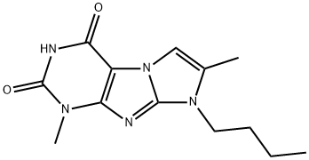 1-Butyl-2,7-dimethyl-1H,7H-1,3a,5,7,8-pentaaza-cyclopenta[a]indene-4,6-dione 结构式