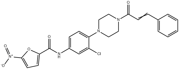 N-(3-chloro-4-{4-[(2E)-3-phenylprop-2-enoyl]piperazin-1-yl}phenyl)-5-nitrofuran-2-carboxamide 结构式