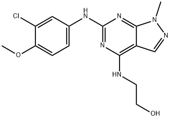 2-({6-[(3-chloro-4-methoxyphenyl)amino]-1-methyl-1H-pyrazolo[3,4-d]pyrimidin-4-yl}amino)ethanol 结构式