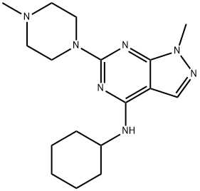 N-cyclohexyl-1-methyl-6-(4-methylpiperazin-1-yl)-1H-pyrazolo[3,4-d]pyrimidin-4-amine 结构式