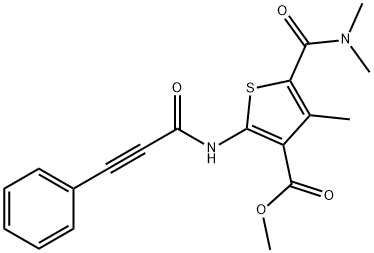 methyl 5-(dimethylcarbamoyl)-4-methyl-2-(3-phenylpropiolamido)thiophene-3-carboxylate 结构式