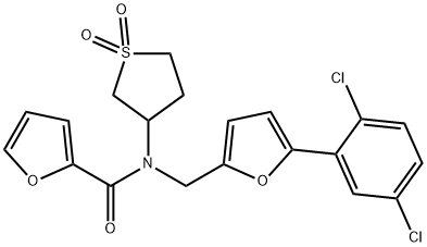 N-{[5-(2,5-dichlorophenyl)-2-furyl]methyl}-N-(1,1-dioxidotetrahydro-3-thienyl)-2-furamide 结构式