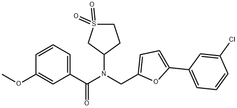 N-{[5-(3-chlorophenyl)-2-furyl]methyl}-N-(1,1-dioxidotetrahydro-3-thienyl)-3-methoxybenzamide 结构式