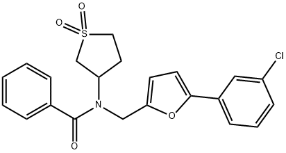 N-{[5-(3-chlorophenyl)-2-furyl]methyl}-N-(1,1-dioxidotetrahydro-3-thienyl)benzamide 结构式