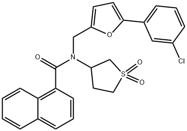 N-{[5-(3-chlorophenyl)-2-furyl]methyl}-N-(1,1-dioxidotetrahydro-3-thienyl)-1-naphthamide 结构式