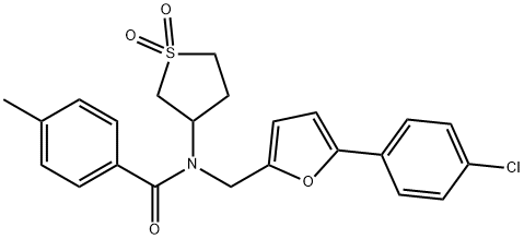 N-{[5-(4-chlorophenyl)-2-furyl]methyl}-N-(1,1-dioxidotetrahydro-3-thienyl)-4-methylbenzamide 结构式