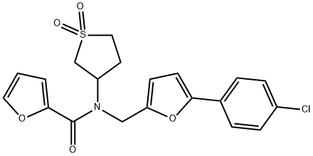 N-{[5-(4-chlorophenyl)-2-furyl]methyl}-N-(1,1-dioxidotetrahydro-3-thienyl)-2-furamide 结构式