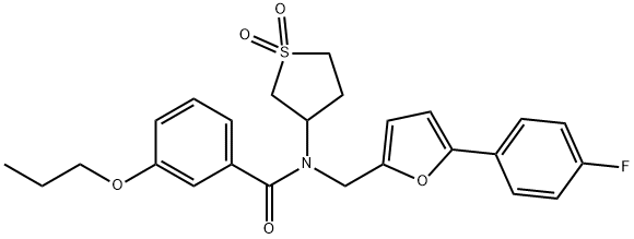 N-(1,1-dioxidotetrahydro-3-thienyl)-N-{[5-(4-fluorophenyl)-2-furyl]methyl}-3-propoxybenzamide 结构式