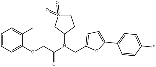 N-(1,1-dioxidotetrahydro-3-thienyl)-N-{[5-(4-fluorophenyl)-2-furyl]methyl}-2-(2-methylphenoxy)acetamide 结构式