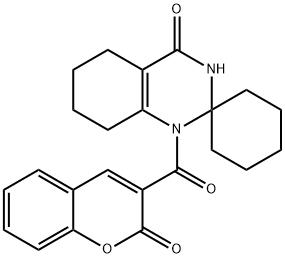 1'-[(2-oxo-2H-chromen-3-yl)carbonyl]-1',3',5',6',7',8'-hexahydrospiro[cyclohexane-2,2'-quinazoline]-4'-one 结构式