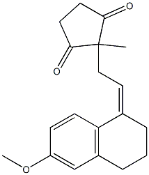 2-[2-(6-methoxytetralin-1-ylidene)-ethyl]-2-methylcyclopentane-1,3-dione
 结构式