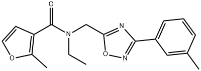 N-ethyl-2-methyl-N-{[3-(3-methylphenyl)-1,2,4-oxadiazol-5-yl]methyl}furan-3-carboxamide 结构式