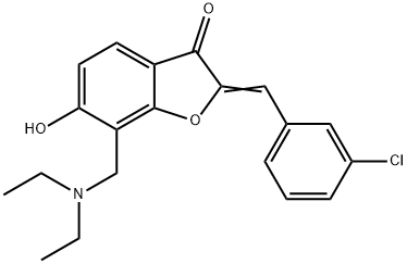 2-(3-chlorobenzylidene)-7-[(diethylamino)methyl]-6-hydroxy-1-benzofuran-3(2H)-one 结构式