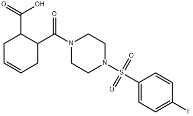 6-(4-((4-fluorophenyl)sulfonyl)piperazine-1-carbonyl)cyclohex-3-enecarboxylic acid 结构式