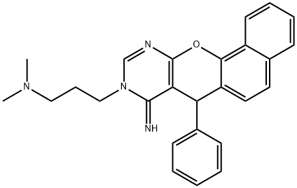 3-(8-imino-7-phenyl-7H-benzo[7,8]chromeno[2,3-d]pyrimidin-9(8H)-yl)-N,N-dimethylpropan-1-amine 结构式