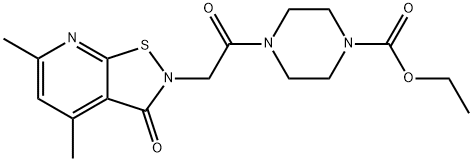 Ethyl 4-(2-(4,6-dimethyl-3-oxoisothiazolo[5,4-b]pyridin-2(3H)-yl)acetyl)piperazine-1-carboxylate 结构式